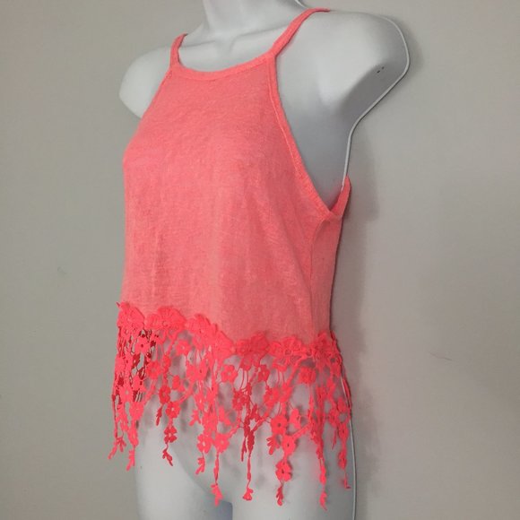Charlotte Russe Tank Top Womens S Pink Embroidered Floral Pullover Cotton Blend - Picture 2 of 7